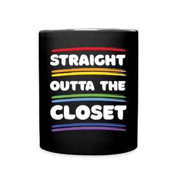 Pride Month – Straight Outta The Closet - Full Colour Mug - black - Front