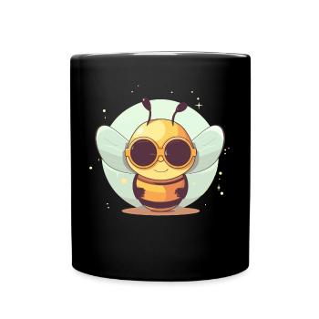 Biene Sonnenbrille Brummer Honigbiene - Tasse einfarbig - Schwarz - Vorne