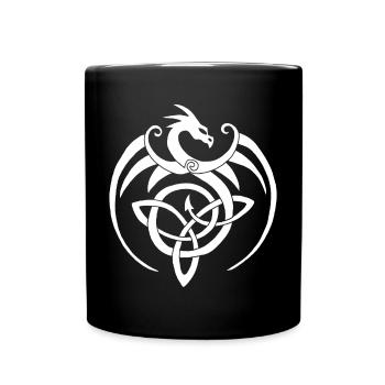 White dragon and Celtic symbol - Full Colour Mug - black - Front