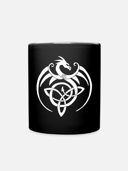Dragon blanc et symbole celte - Mug uni - noir