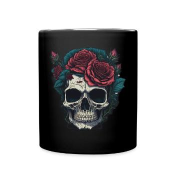 Skull with roses - Full Colour Mug - black - Front