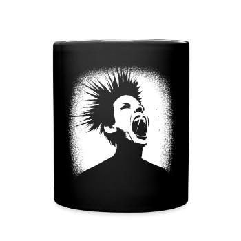 Schreiender Punkrocker mit Mohican Anarchy Punk - Tasse einfarbig - Schwarz - Vorne