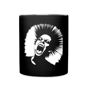 Schreiender Punkrocker mit Mohican Anarchy Punk - Tasse einfarbig - Schwarz - Vorne