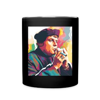 Martin Luther Rauchend - Tasse einfarbig - Schwarz - Vorne