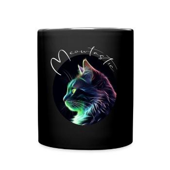 Neon Cat, Cat Lover, Cat Gift - Full Colour Mug - black - Front