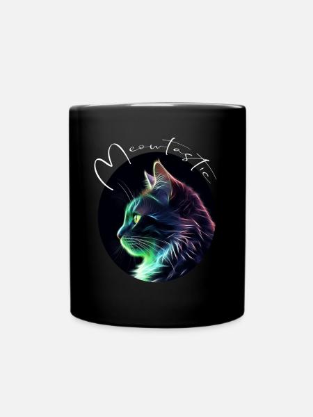 Neon Katze, Katzenliebhaber, Katzen-Geschenk - Tasse einfarbig - Schwarz