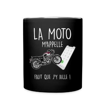 Motard portable humour passion moto - Mug uni - noir - Devant
