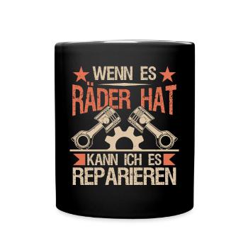 Autoschrauber Geschenke Mechaniker KFZ - Tasse einfarbig - Schwarz - Vorne