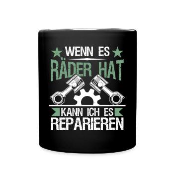 Motor Zylinder Auto Werkstatt Mechaniker Geschenk - Tasse einfarbig - Schwarz - Vorne