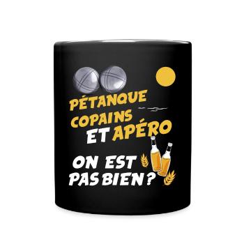 Pétanque Apéro Bière Pour Papa Ou Papy - Mug uni - noir - Devant