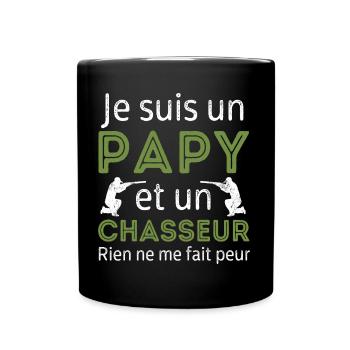 Je suis un papy chasseur cadeau de chasse - Mug uni - noir - Devant