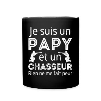 Je suis un papy chasseur cadeau de chasse - Mug uni - noir - Devant