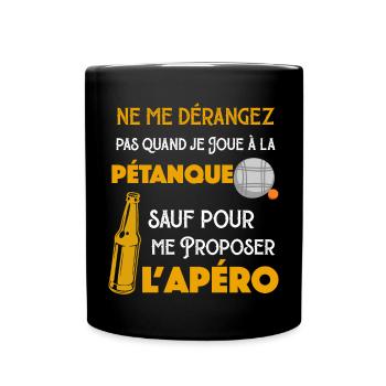Pétanque Apéro Bière Pour Papy - Mug uni - noir - Devant