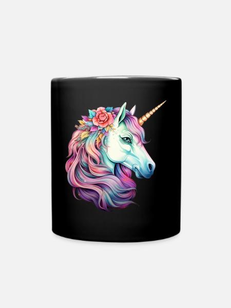 Unicorn - Ensfarvet krus - sort