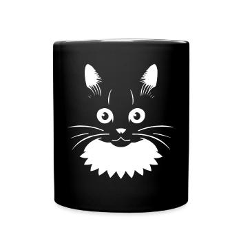Lustige Katzensilhouette Freche Spaßkatzen - Tasse einfarbig - Schwarz - Vorne