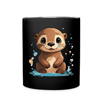Bébé Loutre - Mug uni - noir - Devant