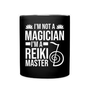 Reiki Magie | Reikimeister Meditation Geschenkidee - Tasse einfarbig - Schwarz - Vorne