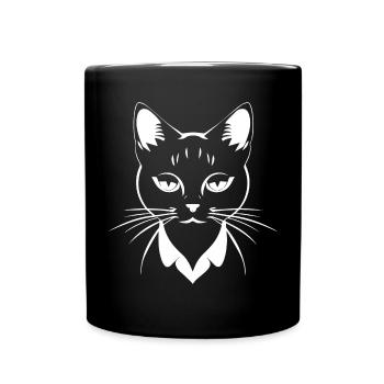 Lustige Katze Silhouette Freche Spaß Katzen - Tasse einfarbig - Schwarz - Vorne