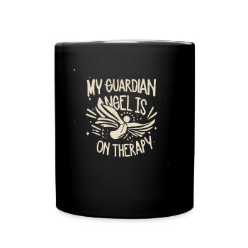 Mon ange gardien est en thérapie - Mug uni - noir - Devant