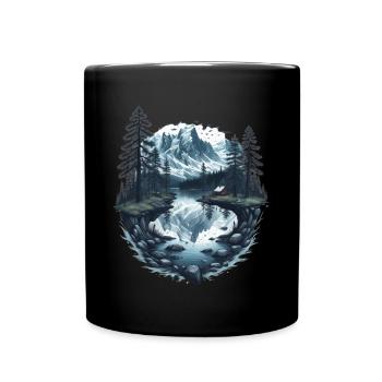 Mountain landscape with lake - Full Colour Mug - black - Front