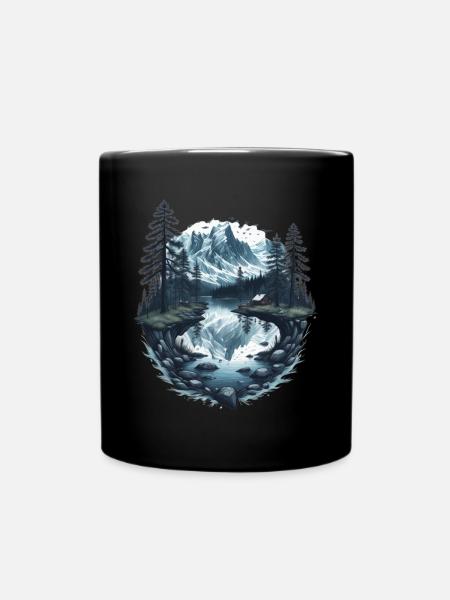 Paysage de montagne avec lac - Mug uni - noir