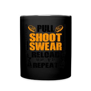 Skeet Sprüche | Wurfscheiben Tontaube Geschenkidee - Tasse einfarbig - Schwarz - Vorne