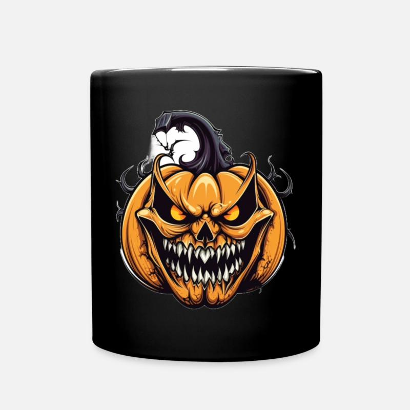 Citrouille effrayante avec masque de démon - Mug uni - noir