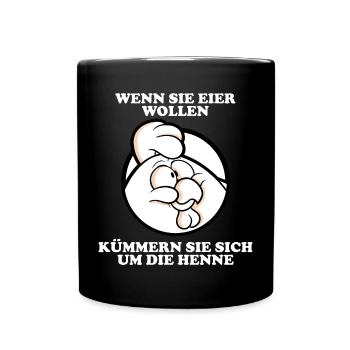 Kümmern Sie sich um die Henne 2 (dunkel) - Tasse einfarbig - Schwarz - Vorne