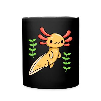 Goldener Albino Axolotl Design für Axolotl Fans - Tasse einfarbig - Schwarz - Vorne