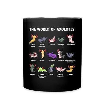 Die Welt der Axolotl Design für Axolotl-Liebhaber - Tasse einfarbig - Schwarz - Vorne