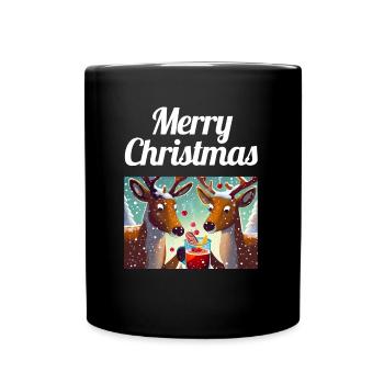 Joyeux Noël / Rennes de Noël - Mug uni - noir - Devant