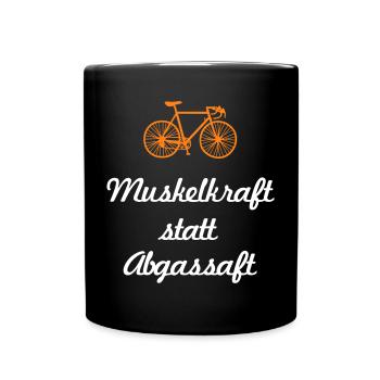Muskelkraft Rennrad coole Sprüche Reime Fahrrad - Tasse einfarbig - Schwarz - Vorne