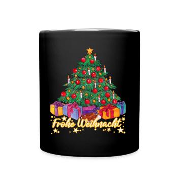 Frohe Weihnacht Weihnachtsbaum Tanne Geschenk - Tasse einfarbig - Schwarz - Vorne