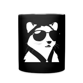 Frettchen mit Sonnenbrille Coole Frettchen - Tasse einfarbig - Schwarz - Vorne