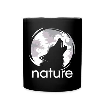 natur wolf mond jaulen Abend Nacht Schatten Logo - Tasse einfarbig - Schwarz - Vorne