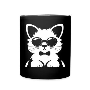Frettchen mit Sonnenbrille Coole Frettchen - Tasse einfarbig - Schwarz - Vorne