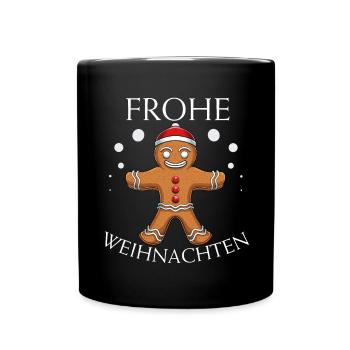 Lebkuchenmann - Lebkuchen Weihnachten Geschenk - Tasse einfarbig - Schwarz - Vorne