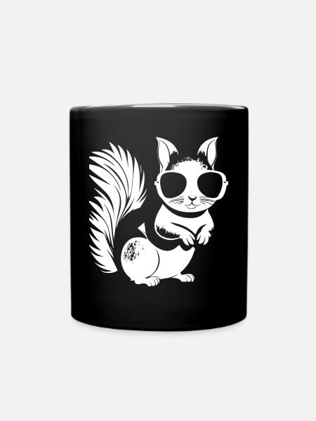 Lustiges Eichhörnchen mit Sonnenbrille Eichhörnchen - Tasse einfarbig - Schwarz