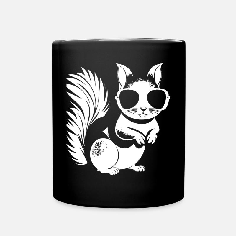 Lustiges Eichhörnchen mit Sonnenbrille Eichhörnchen - Tasse einfarbig - Schwarz