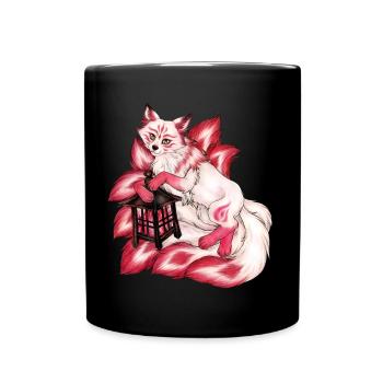 Kitsune Fuchs Fuchsgeist Inari Japan Mythologie - Tasse einfarbig - Schwarz - Vorne