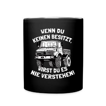 Unimog - 424 427 - Offroad - Universal Motorgerät - Tasse einfarbig - Schwarz - Vorne