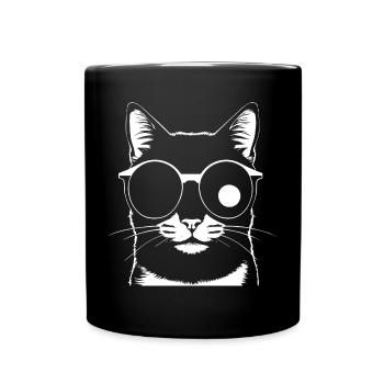 Funny Cat with Sunglasses Kitten Sunglas Cats - Full Colour Mug - black - Front