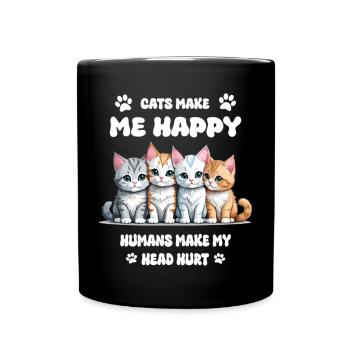 Les chats me rendent heureuse... - Mug uni - noir - Devant