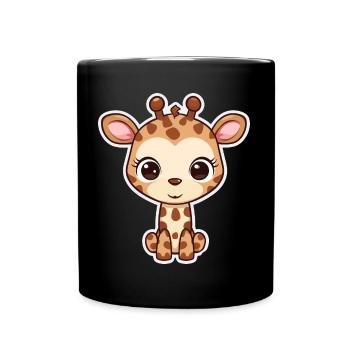 Mignon bébé girafe - Mug uni - noir - Devant