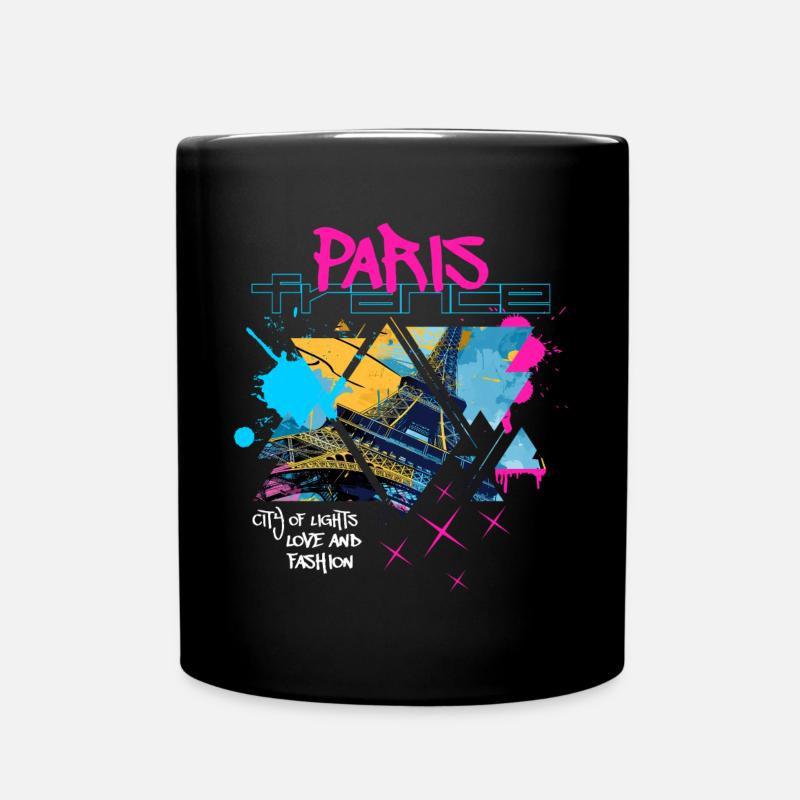Paris Frankreich Stadt Skyline Eiffelturm Graffiti - Tasse einfarbig - Schwarz