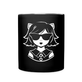Mignon Anime Girl Gothique Manga Lunettes de soleil de conte de fées - Mug uni - noir - Devant