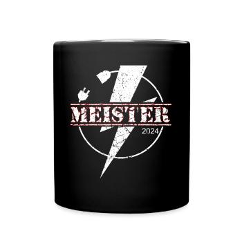 Elektromeister 2024 Elektroinstallateur Elektriker - Tasse einfarbig - Schwarz - Vorne