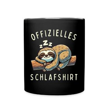 Offizielles Schlafshirt Faultier - Tasse einfarbig - Schwarz - Vorne