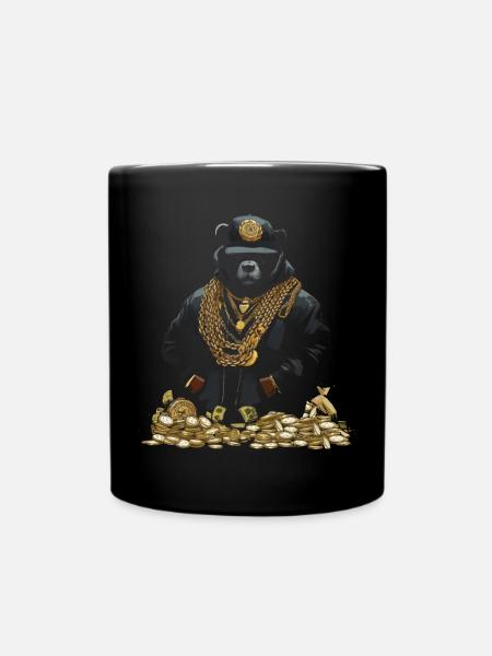 Cooler Hip-Hop Bär mit Cap sowies Gold und Geld - Tasse einfarbig - Schwarz