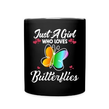 Only one girl loves butterflies spring - Full Colour Mug - black - Front